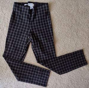 Elle Womens Skinny Ankle Checkered Black Pull-On Pants Size XS